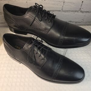 COLE HAAN MENS RUSS DUSTIN CAP BROGUE OXFORD SHOES BLACK SIZE 12 NWOT